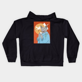 Happy Monk Cat Sake Kids Hoodie